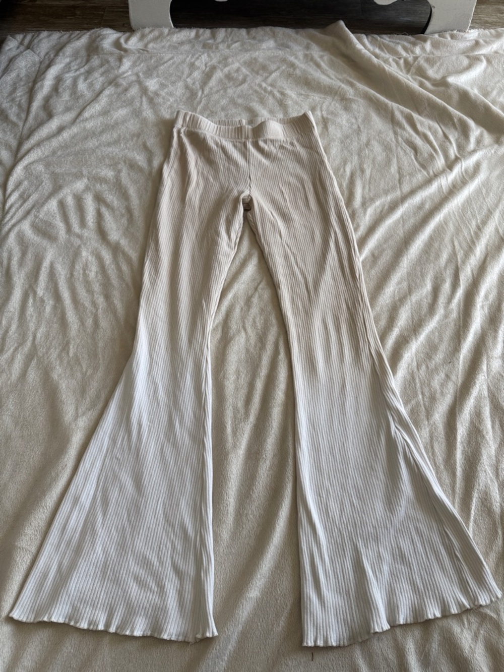 Zara Ribbed Knit Pants in Beige